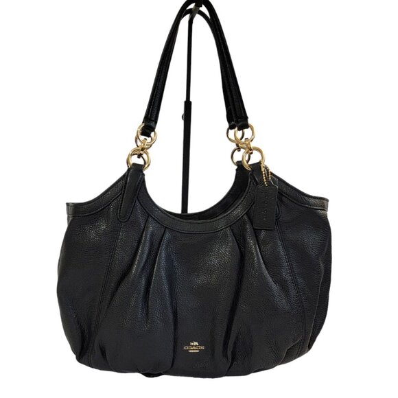 Coach Handbags - Coach Womens Black Pebbled Leather Lily Shoulder Bag Magnetic Snap Closure NWT